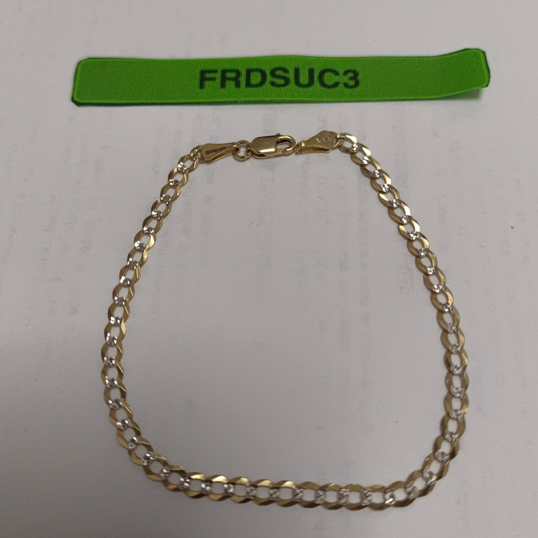 PULSERAS BARBADA DIAMANTADA ORO 14K 21 CM 3.6 GR (NUEVO)