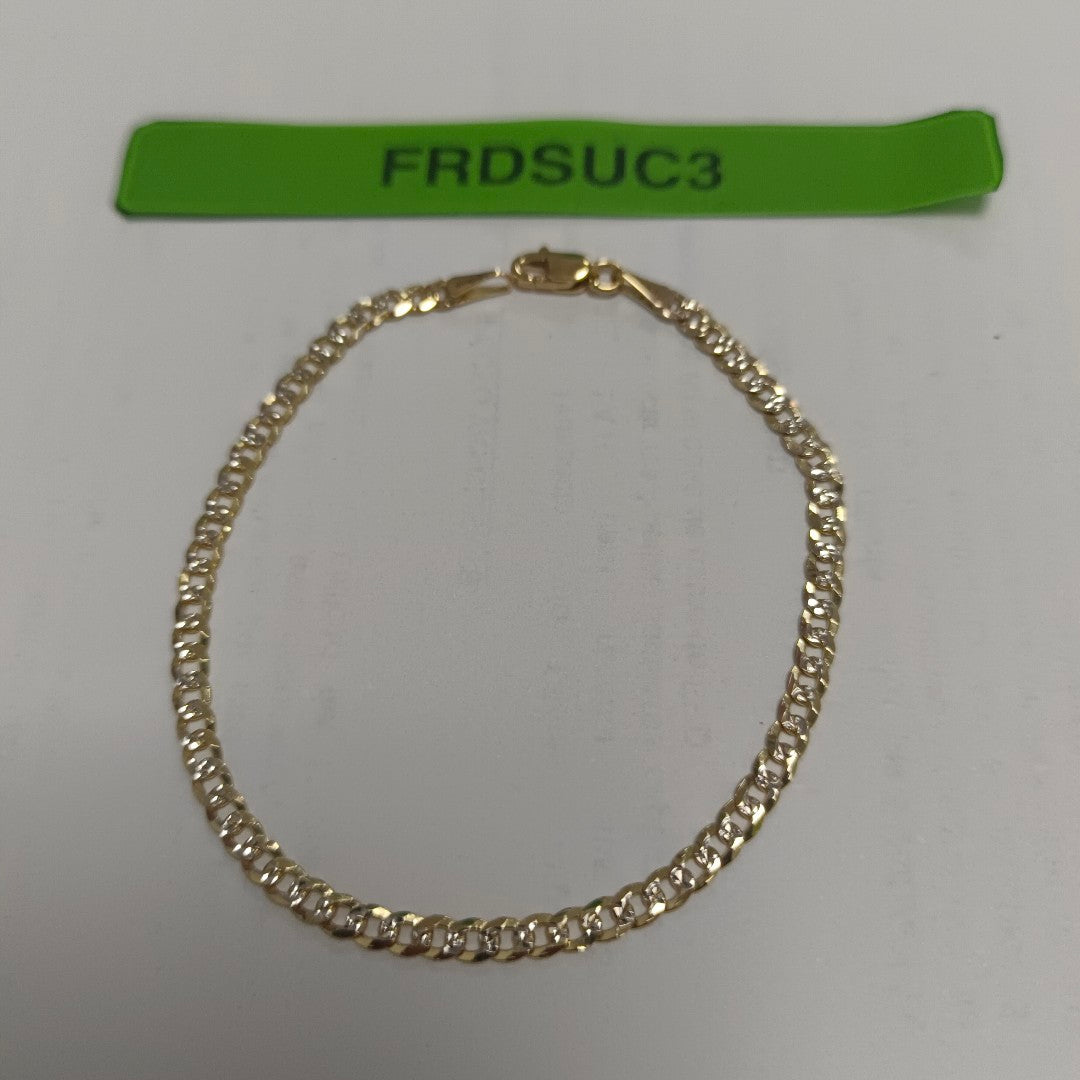 PULSERAS TEJIDO BARBADA DIAMANTADA ORO 14K 18 CM 3.1 GR (NUEVO)