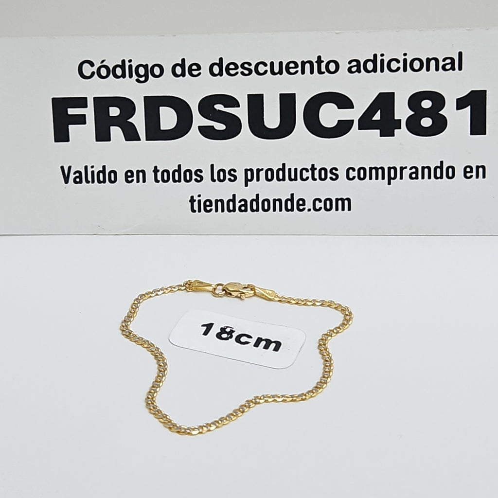 PULSERAS BARBADA DIAMANTADA ORO 14K 18 CM 2.2 GR (NUEVO)