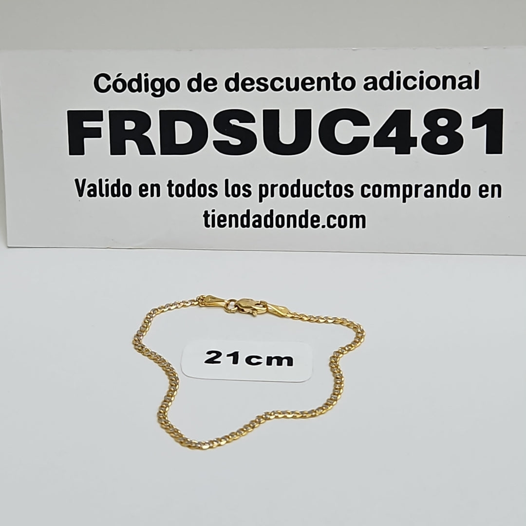 PULSERAS BARBADA DIAMANTADA ORO 14K 18 CM 2.5 GR (NUEVO)