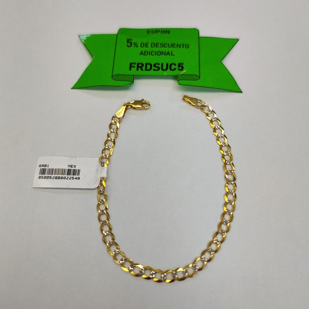 PULSERAS TEJIDO BARBADA DIAMANTADA ORO 14K 21 CM 4.9 GR (NUEVO)