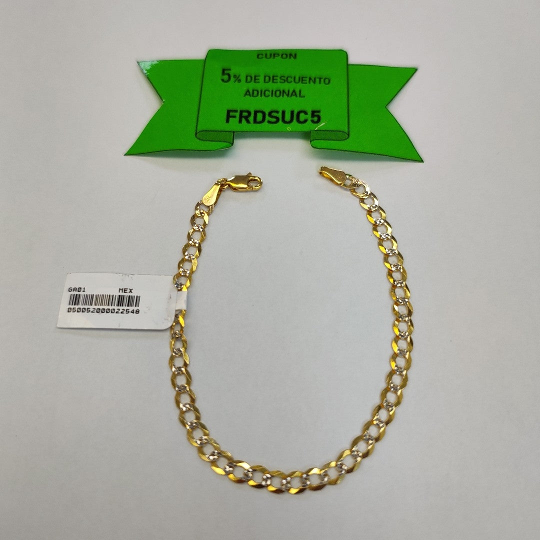 PULSERAS TEJIDO BARBADA DIAMANTADA ORO 14K 21 CM 4.9 GR (NUEVO)