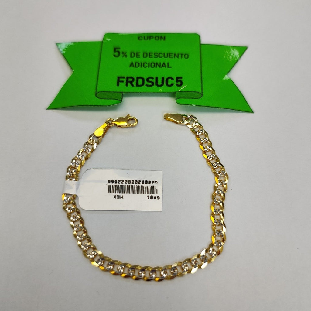 PULSERAS TEJIDO BARBADA DIAMANTADA ORO 14K 18 CM 6.7 GR (NUEVO)