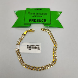 PULSERAS TEJIDO BARBADA DIAMANTADA ORO 14K 18 CM 6.7 GR (NUEVO)