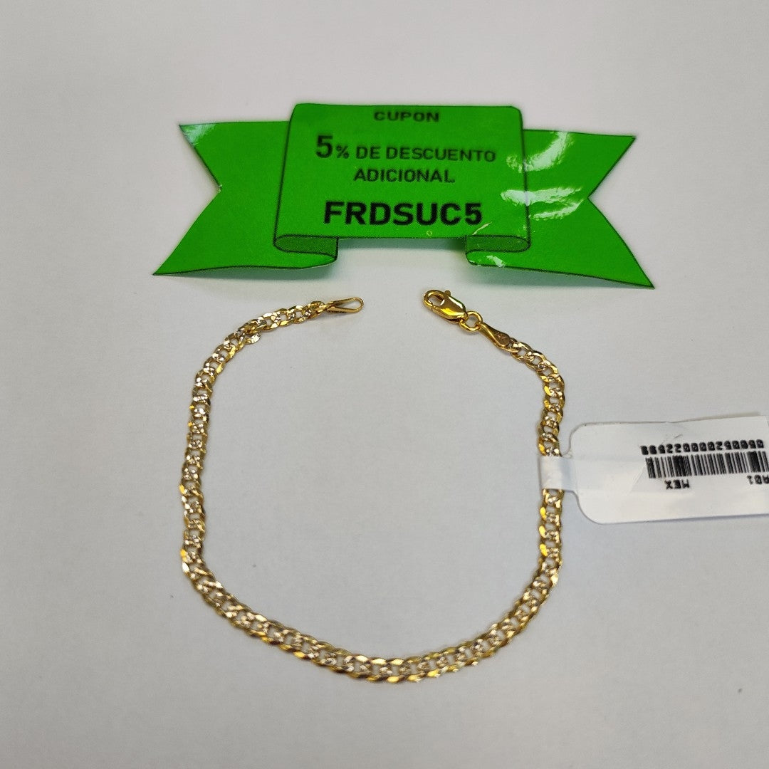 PULSERAS TEJIDO BARBADA DIAMANTADA ORO 14K 18 CM 3.1 GR (NUEVO)