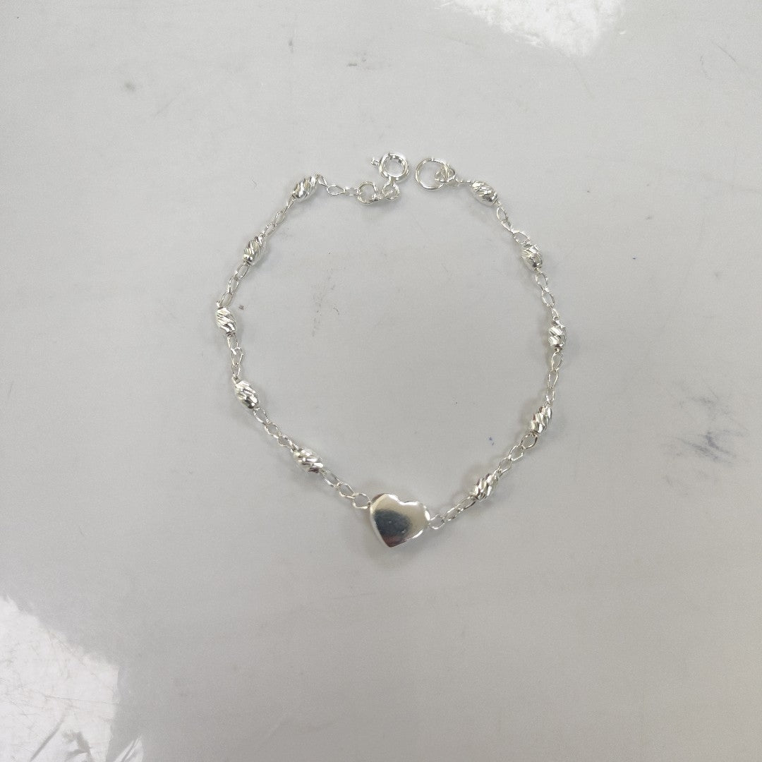 PULSERA TEJIDO CORAZON PLATA .925 18 CM 3.3 GR (NUEVO)
