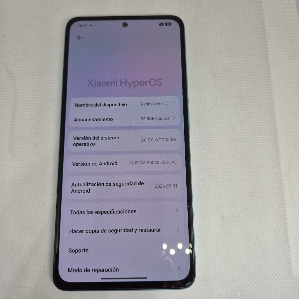 CELULAR XIAOMI REDMI NOTE 14 24117RN76L (2025) 256 GB 8 GB RAM (SEMINUEVO)