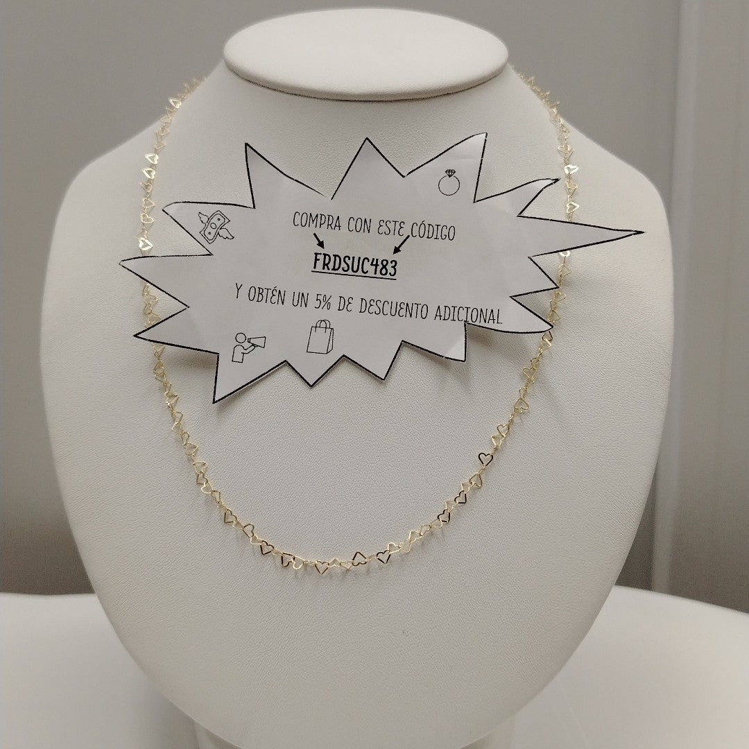 CADENAS TEJIDO CORAZONES ORO 10K 50 CM 2.5 GR (NUEVO)