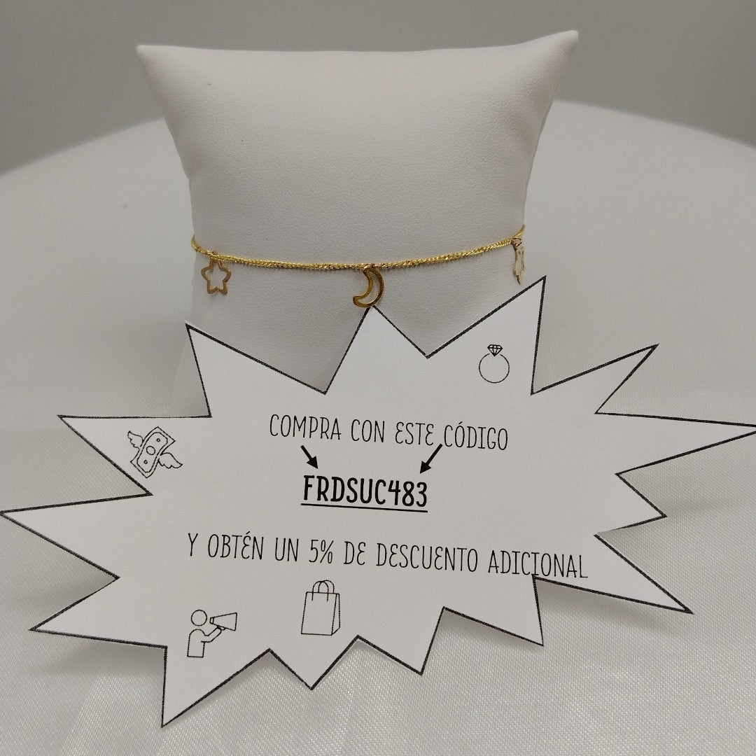 PULSERAS TEJIDO ESPECIAL C/DIJE ORO 10K 18 CM 1 GR (NUEVO)