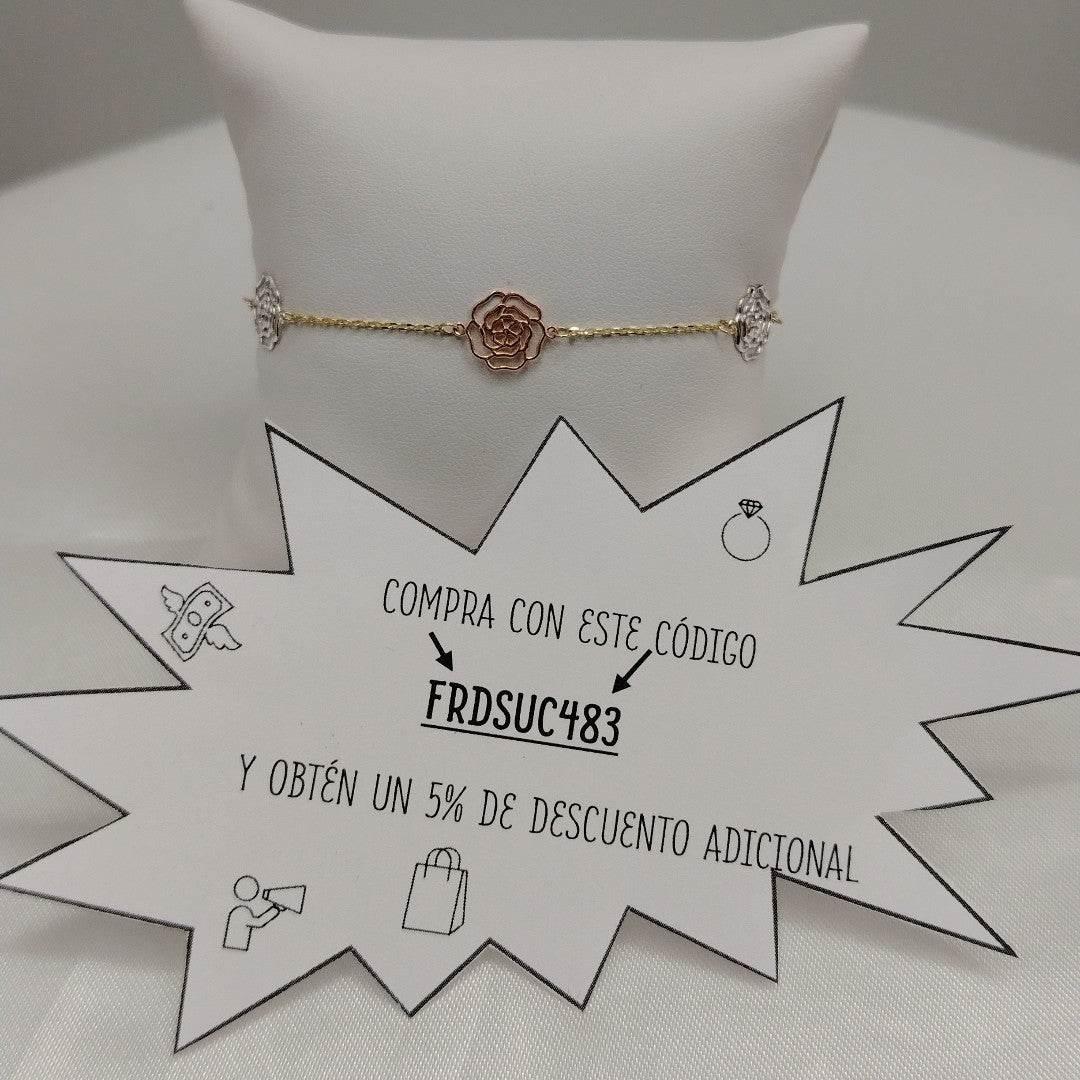 PULSERAS TEJIDO ESPECIAL C/DIJE ORO 10K 18 CM 1.4 GR (NUEVO)