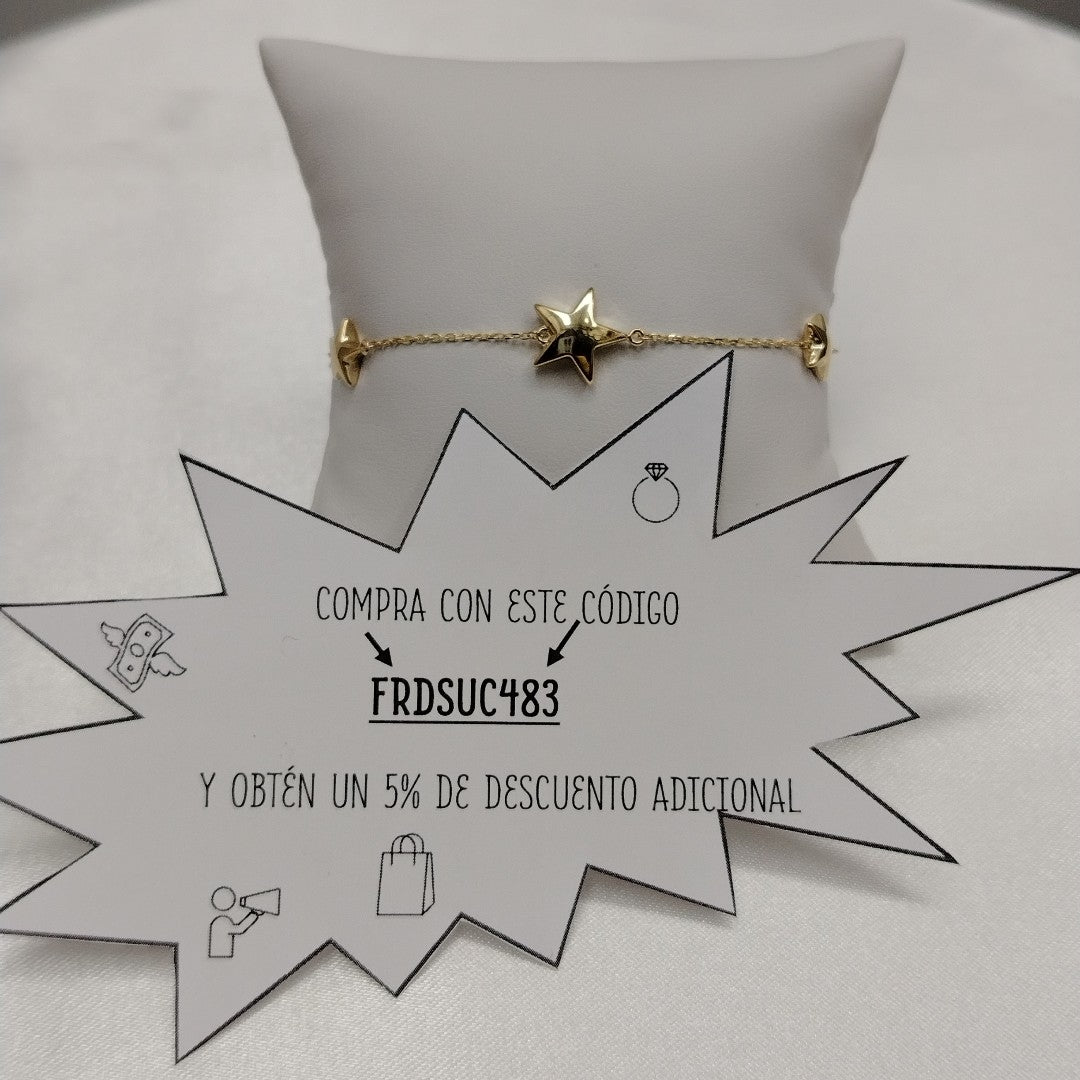 PULSERAS TEJIDO ESPECIAL C/DIJE ORO 10K 18 CM 1.5 GR (NUEVO)