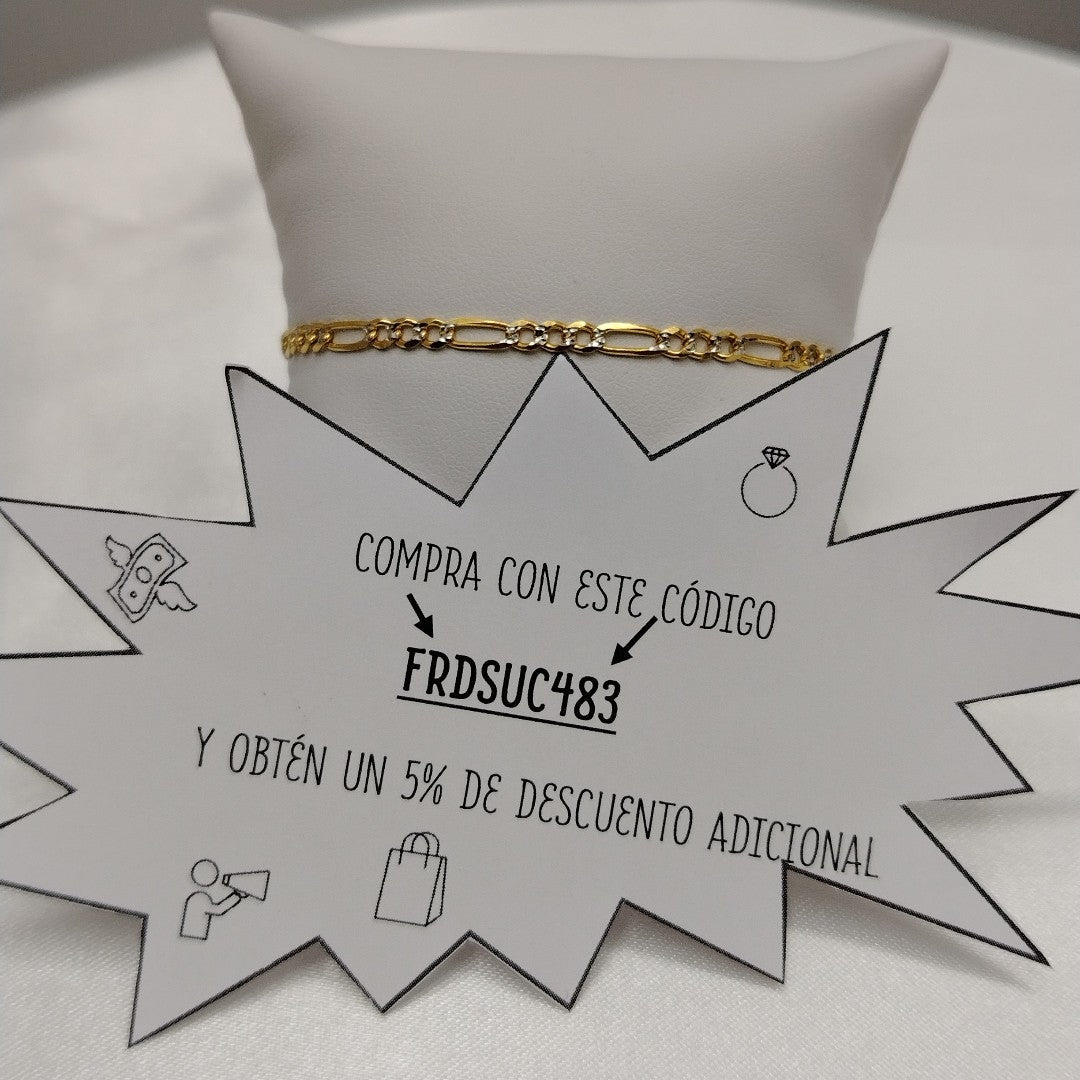 PULSERAS 3X1 DIAMANTADA ORO 14K 18 CM 3 GR (NUEVO)