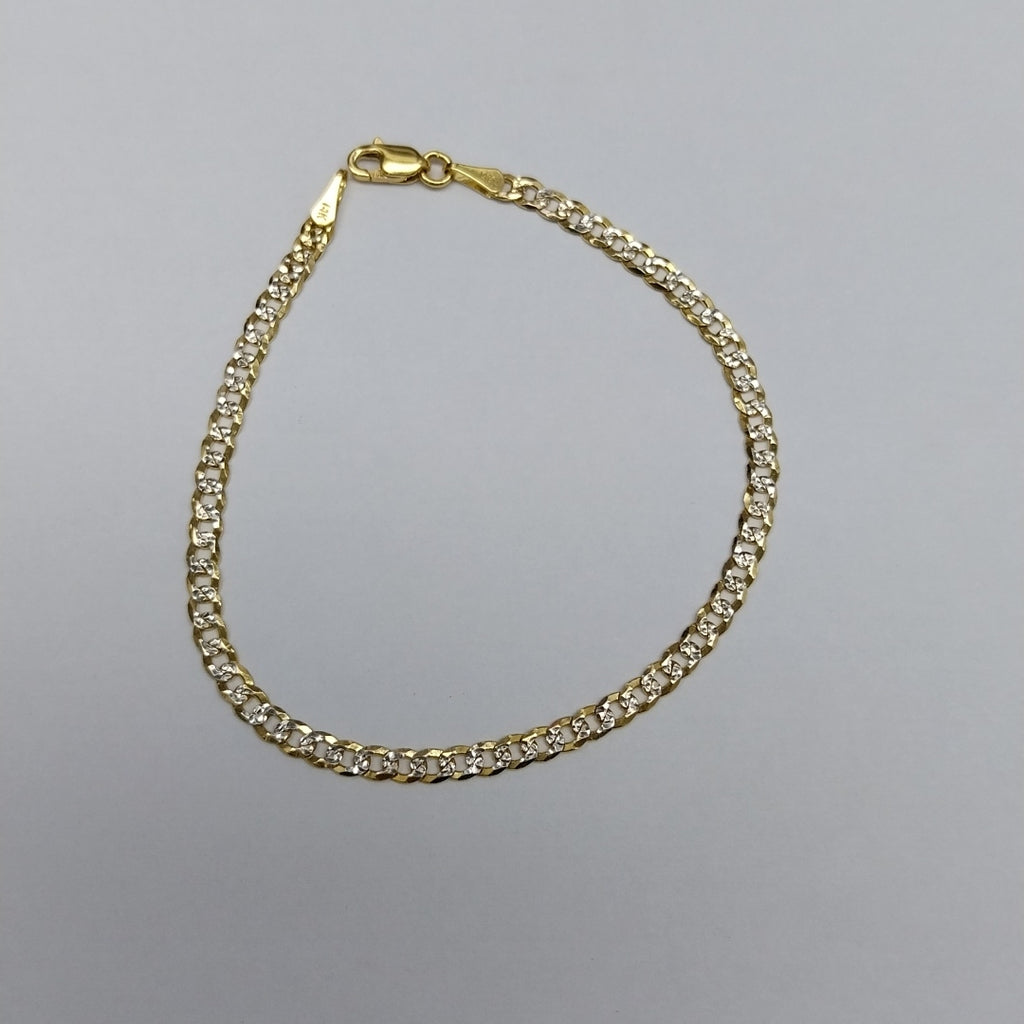 PULSERAS TEJIDO BARBADA DIAMANTADA ORO 14K 18 CM 3.1 GR (NUEVO)