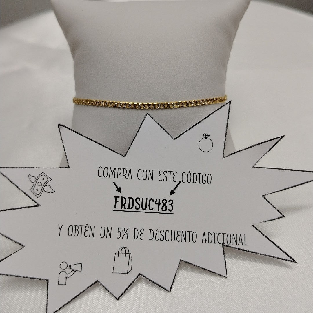 PULSERAS BARBADA DIAMANTADA ORO 14K 18 CM 2.4 GR (NUEVO)