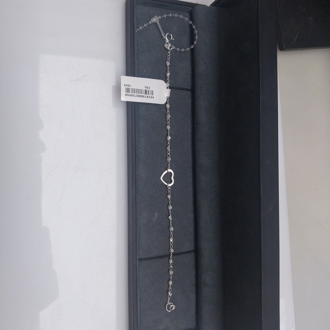 PULSERA TEJIDO CORAZON PLATA .925 18 CM 2 GR (NUEVO)