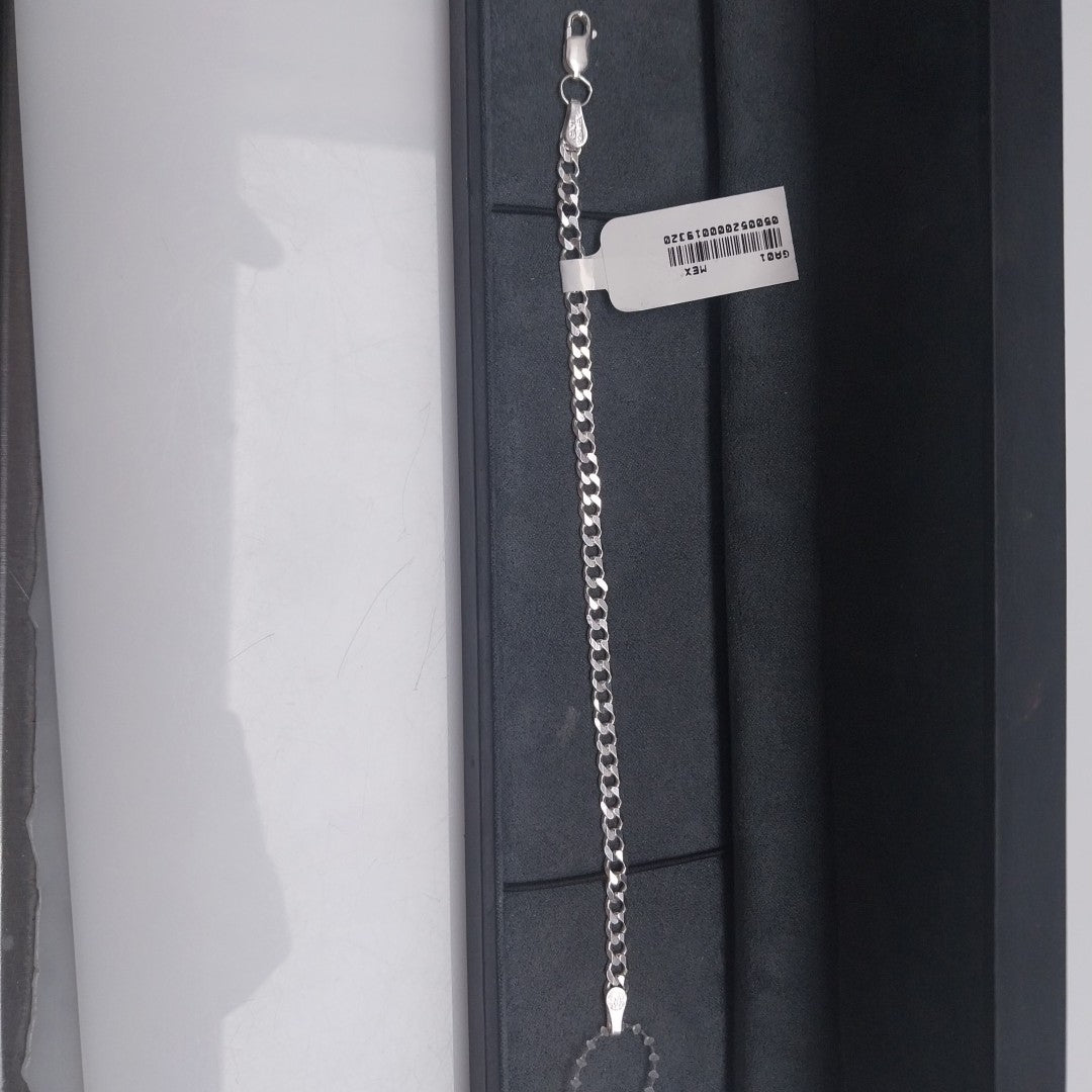 PULSERA TEJIDO BARBADA PLATA .925 16 CM 4.1 GR (NUEVO)