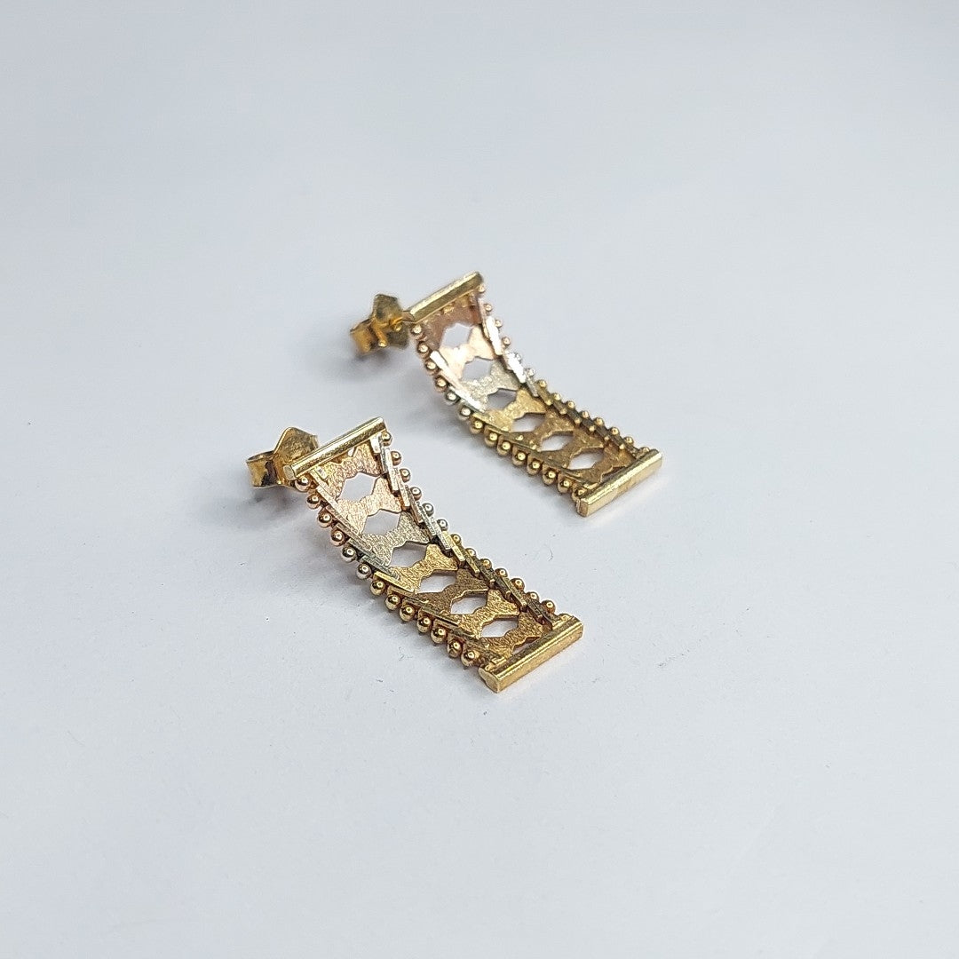 BROQUELES PAR ORO, ORO COMBINADO 14 K 3 GRMS (SEMINUEVO)