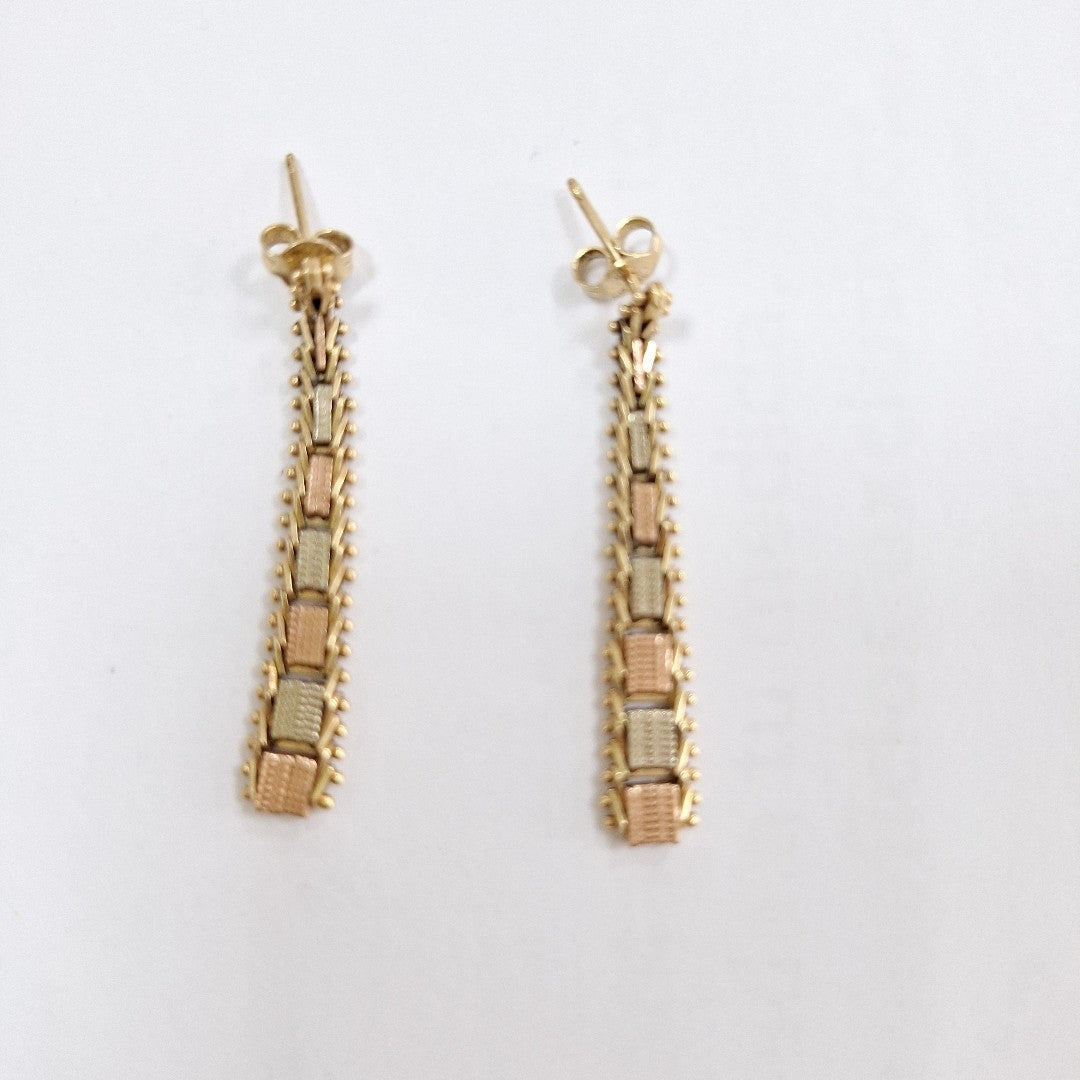 ARETES PAR ORO COMBINADO 14 K 4,40 GRMS (SEMINUEVO)