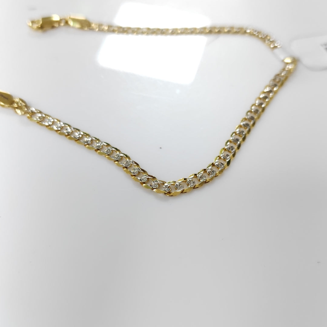 PULSERAS TEJIDO BARBADA DIAMANTADA ORO 14K 21 CM 5 GR (NUEVO)