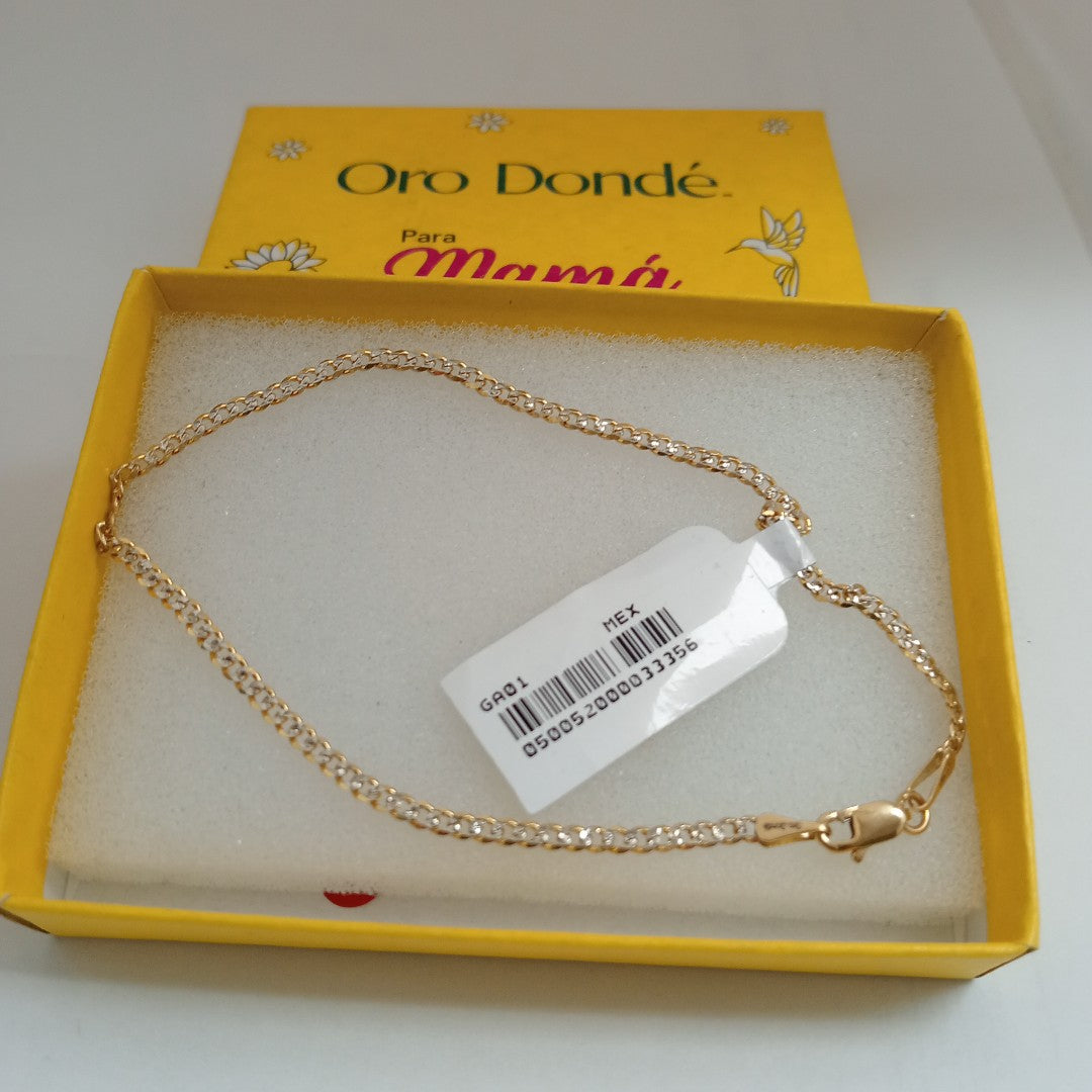 PULSERAS BARBADA DIAMANTADA ORO 14K 18 CM 2.4 GR (NUEVO)
