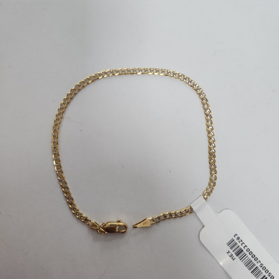 PULSERAS BARBADA DIAMANTADA ORO 14K 18 CM 2.2 GR (NUEVO)
