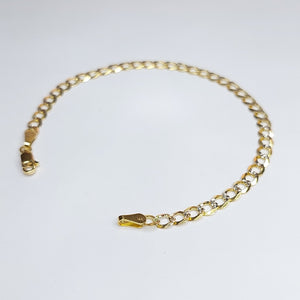 PULSERAS TEJIDO BARBADA DIAMANTADA ORO 14K 21 CM 4.9 GR (NUEVO)