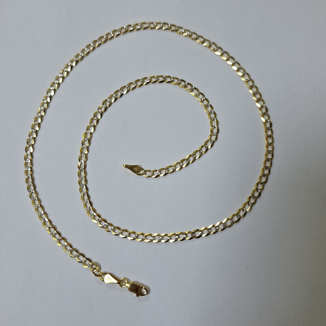CADENAS BARBADA DIAMANTADA ORO 14K 55 CM 8.8 GR (NUEVO)