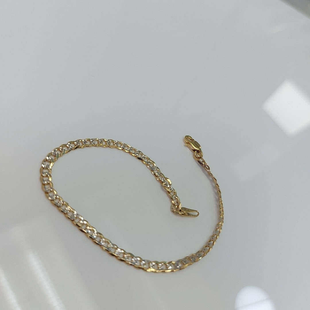 PULSERAS TEJIDO BARBADA DIAMANTADA ORO 14K 18 CM 3.1 GR (NUEVO)