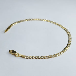 PULSERAS TEJIDO BARBADA DIAMANTADA ORO 14K 18 CM 3.1 GR (NUEVO)