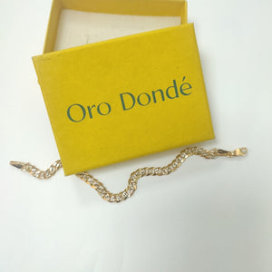 PULSERAS TEJIDO BARBADA DIAMANTADA ORO 14K 18 CM 6.5 GR (NUEVO)