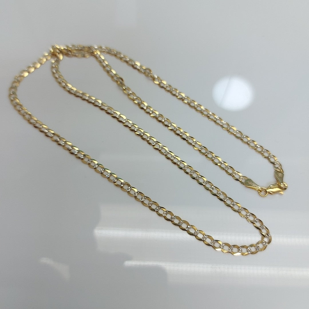 CADENAS BARBADA DIAMANTADA ORO 14K 60 CM 9.5 GR (NUEVO)