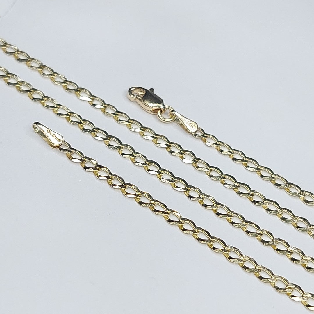 CADENAS TEJIDO BARBADA ORO 14K 60 CM 5.4 GR (NUEVO)