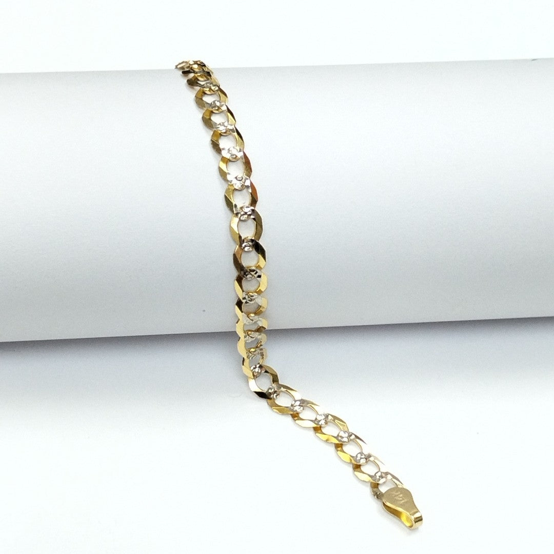 PULSERAS TEJIDO BARBADA DIAMANTADA ORO 14K 16 CM 5.3 GR (NUEVO)
