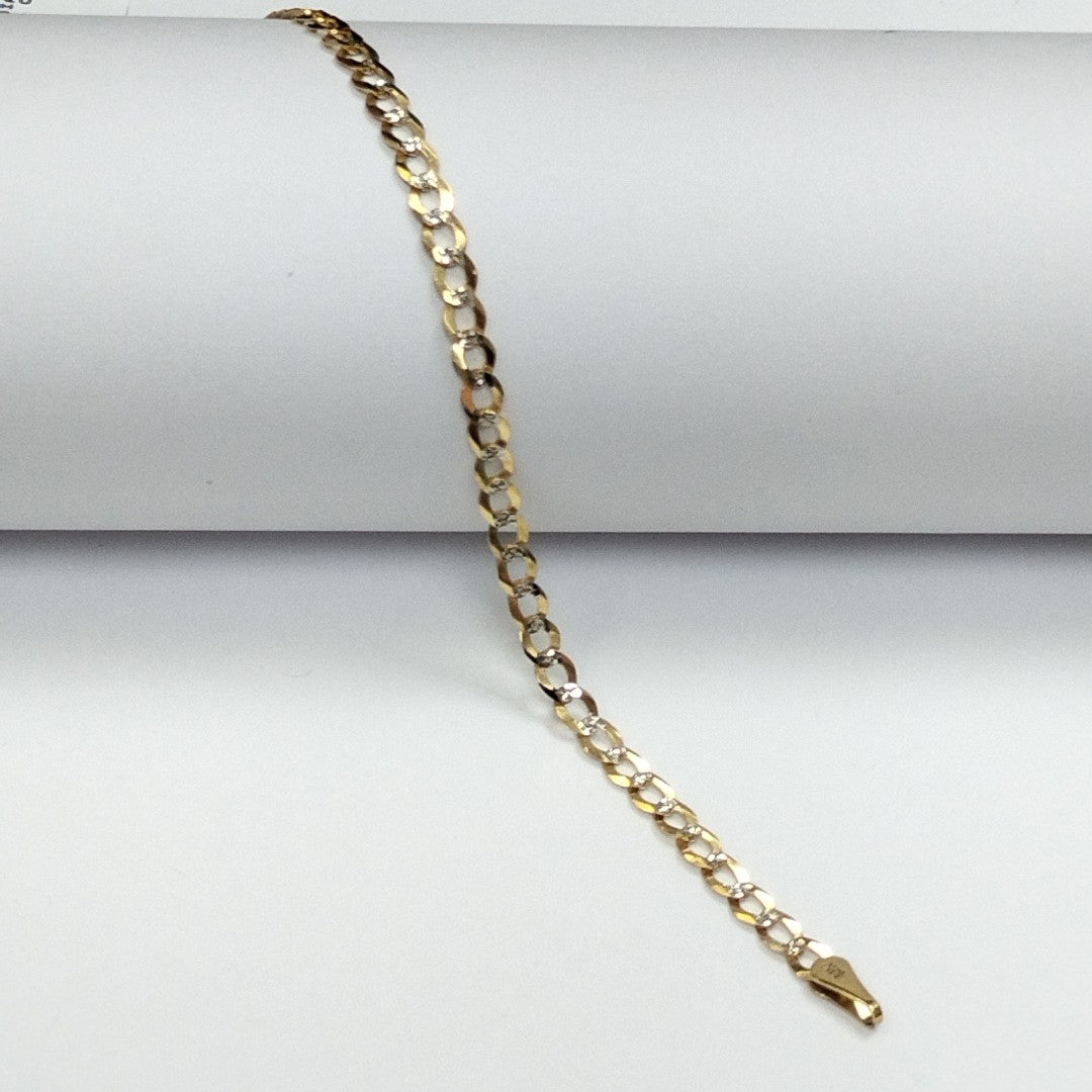 PULSERAS BARBADA DIAMANTADA ORO 14K 21 CM 3.6 GR (NUEVO)