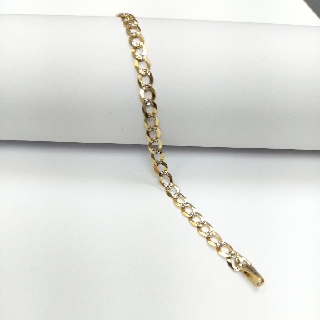 PULSERAS TEJIDO BARBADA DIAMANTADA ORO 14K 21 CM 4.8 GR (NUEVO)