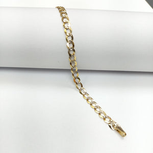 PULSERAS TEJIDO BARBADA DIAMANTADA ORO 14K 21 CM 4.8 GR (NUEVO)
