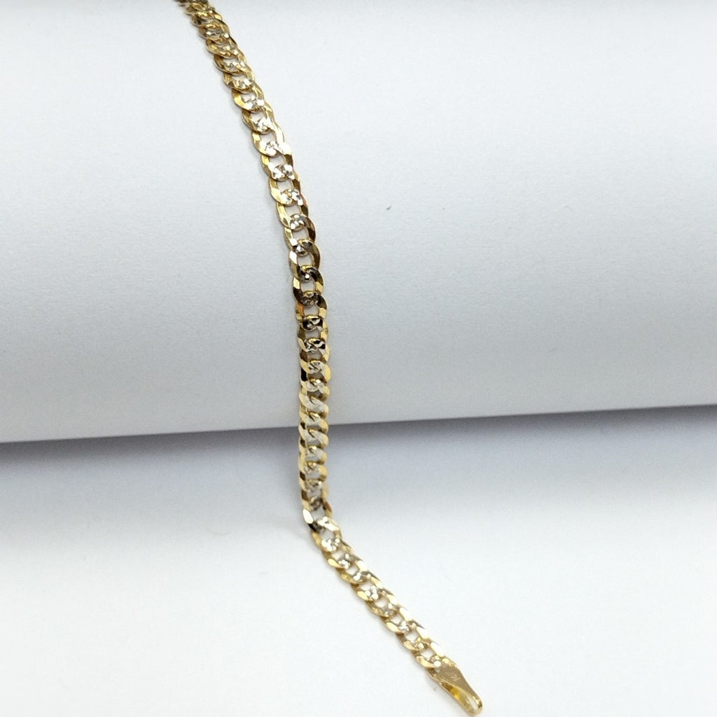 PULSERAS TEJIDO BARBADA DIAMANTADA ORO 14K 18 CM 3.1 GR (NUEVO)