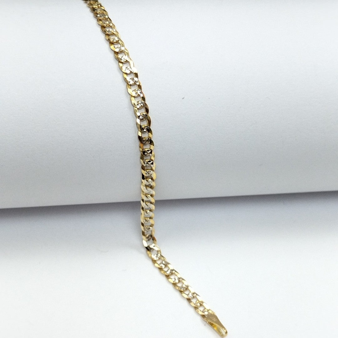 PULSERAS TEJIDO BARBADA DIAMANTADA ORO 14K 18 CM 3.1 GR (NUEVO)