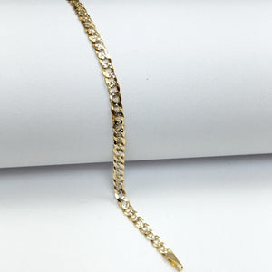 PULSERAS TEJIDO BARBADA DIAMANTADA ORO 14K 18 CM 3.1 GR (NUEVO)