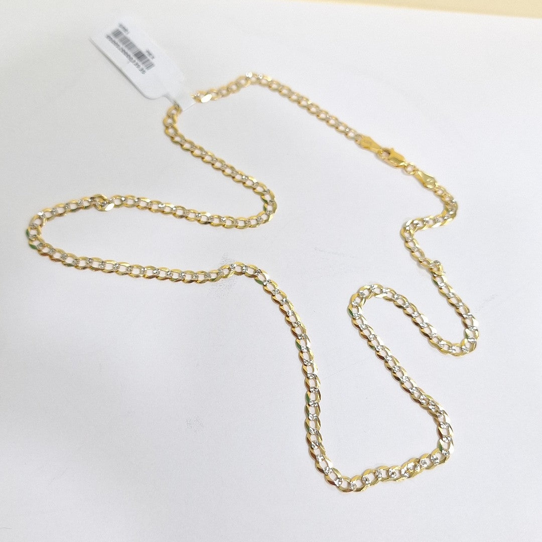 CADENAS BARBADA DIAMANTADA ORO 14K 55 CM 8.8 GR (NUEVO)