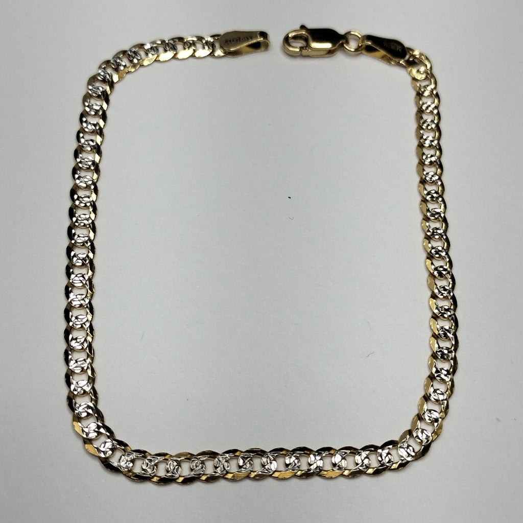 PULSERAS TEJIDO BARBADA DIAMANTADA ORO 14K 21 CM 5 GR (NUEVO)