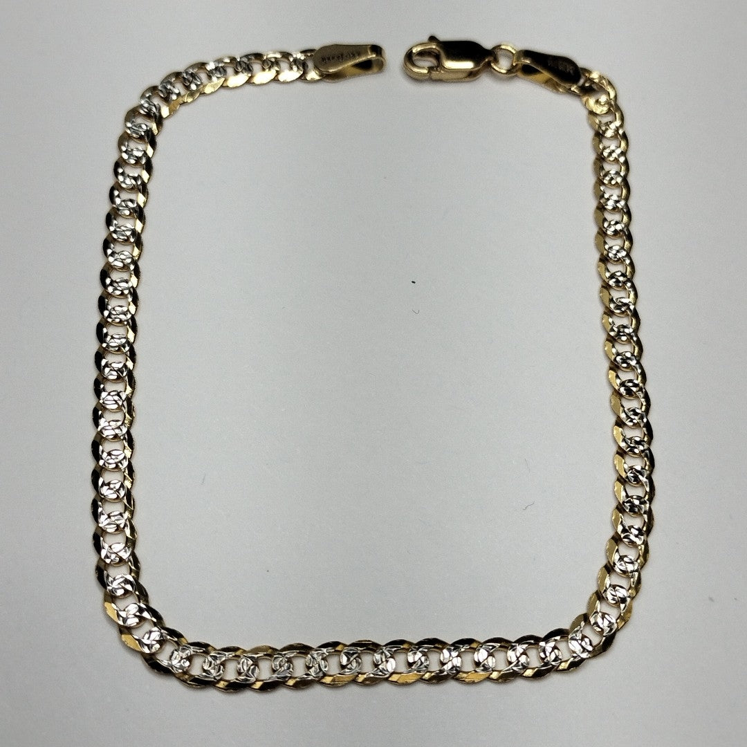 PULSERAS TEJIDO BARBADA DIAMANTADA ORO 14K 21 CM 5 GR (NUEVO)