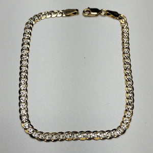 PULSERAS TEJIDO BARBADA DIAMANTADA ORO 14K 21 CM 5 GR (NUEVO)