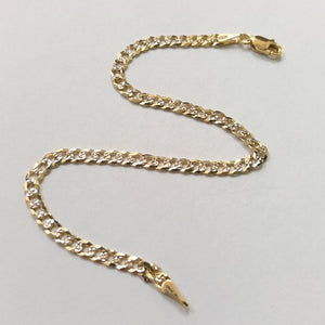 PULSERAS TEJIDO BARBADA DIAMANTADA ORO 14K 18 CM 3.1 GR (NUEVO)