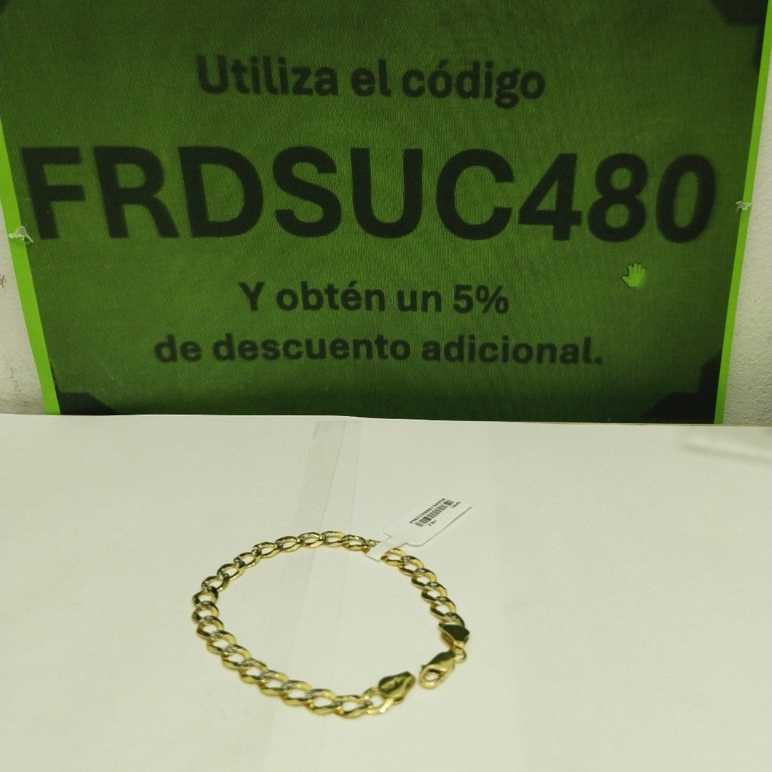 PULSERAS TEJIDO BARBADA DIAMANTADA ORO 14K 21 CM 10.4 GR (NUEVO)