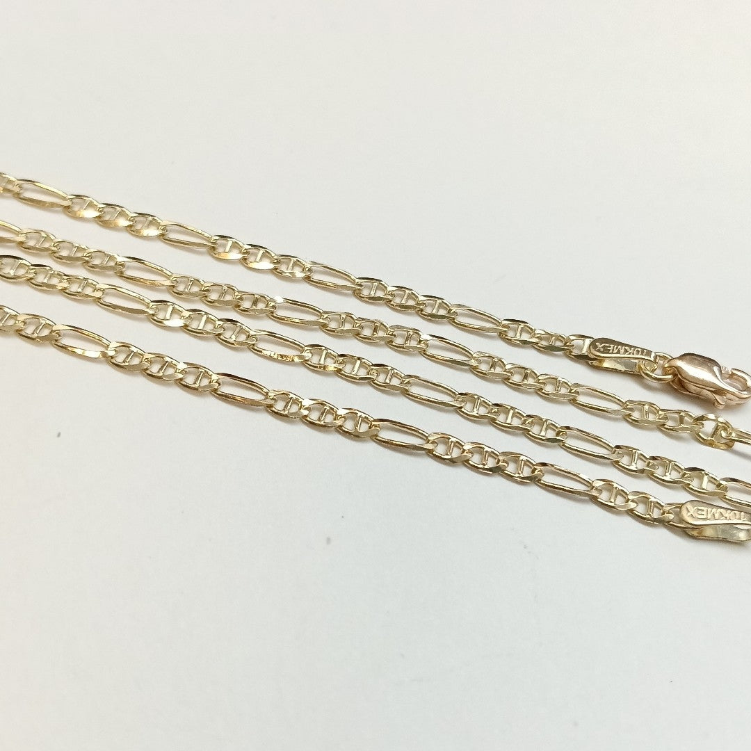 CADENAS TEJIDO FIGARO GUCHI ORO 10K 55 CM 5 GR (NUEVO)