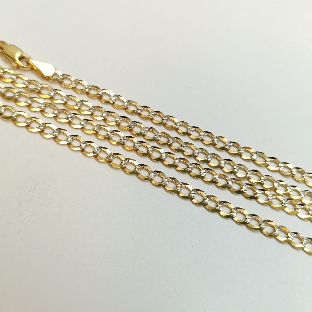 CADENAS BARBADA DIAMANTADA ORO 14K 60 CM 9.5 GR (NUEVO)