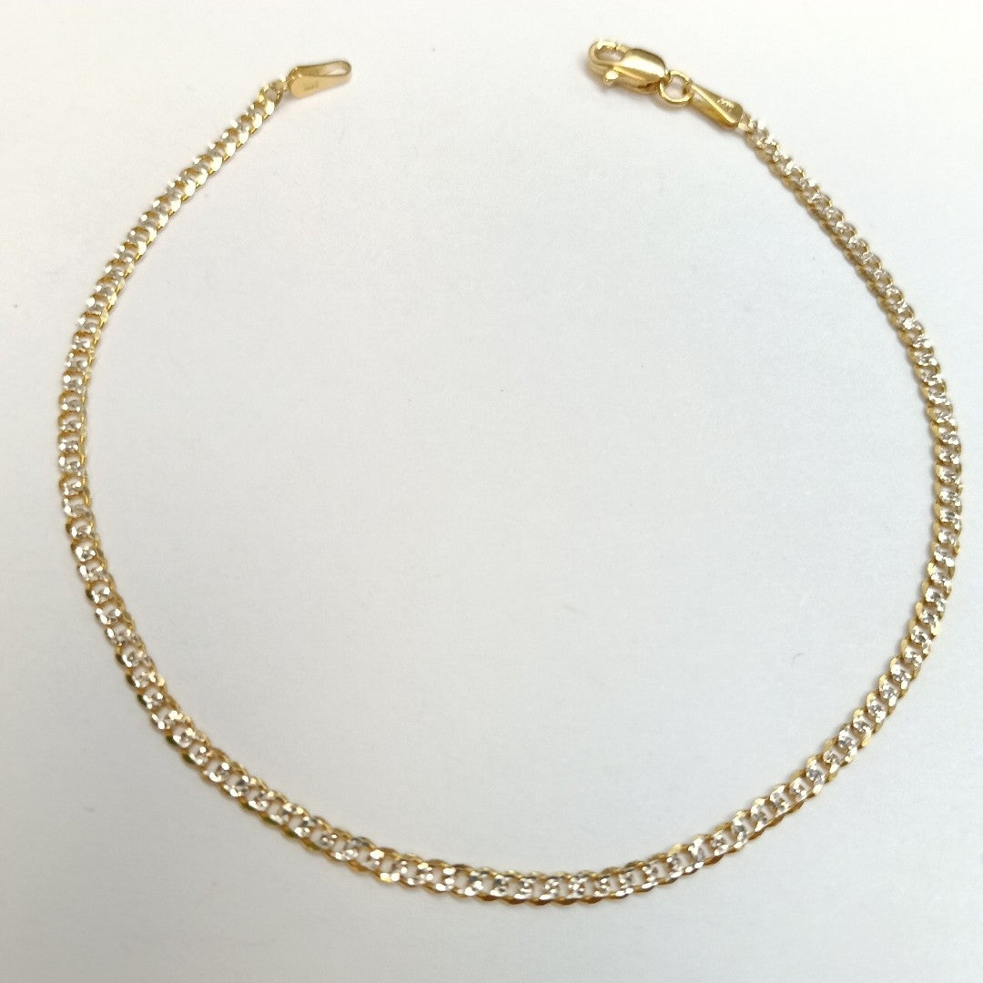 PULSERAS BARBADA DIAMANTADA ORO 14K 18 CM 2.4 GR (NUEVO)