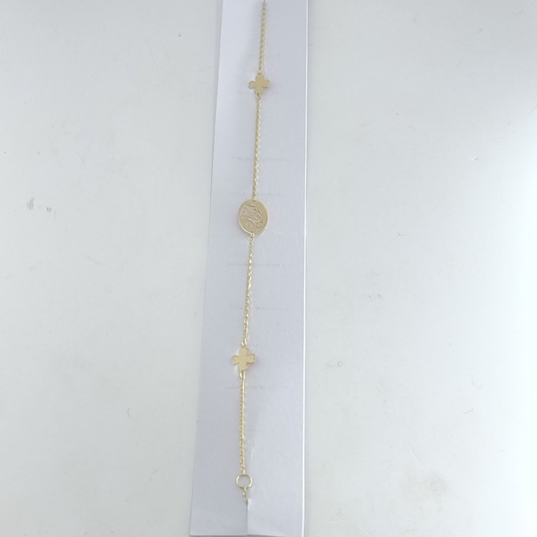 PULSERAS TEJIDO ESPECIAL C/DIJE ORO 10K 18 CM 0.8 GR (NUEVO)