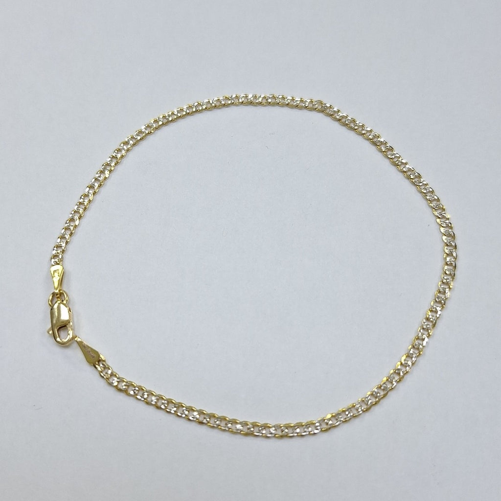 PULSERAS BARBADA DIAMANTADA ORO 14K 18 CM 2.4 GR (NUEVO)